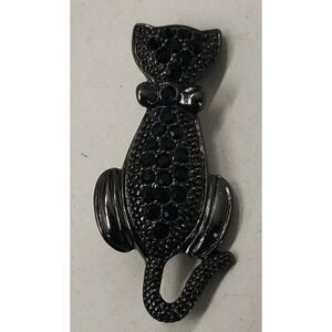 Vintage small silver tone marcasite style CAT brooch pin